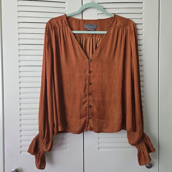 Anthropologie Women Long Sleeve Blouse Rust Size M - Picture 2 of 8